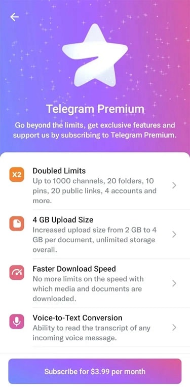 Telegram premium