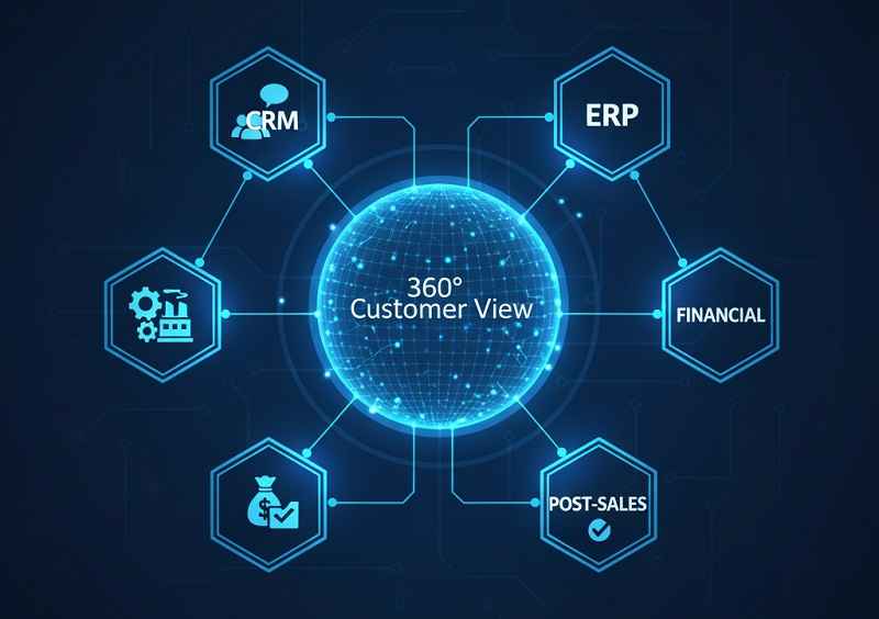 یکپارچگی سیستمهای سازمانی (CRM، ERP) برای دید ۳۶۰ درجه از مشتری