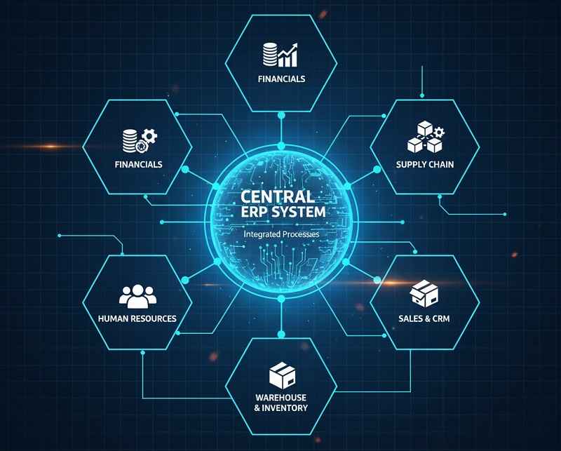 نمای یکپارچگی ERP: اتصال فرآیندهای مالی، تولید و زنجیره تأمین