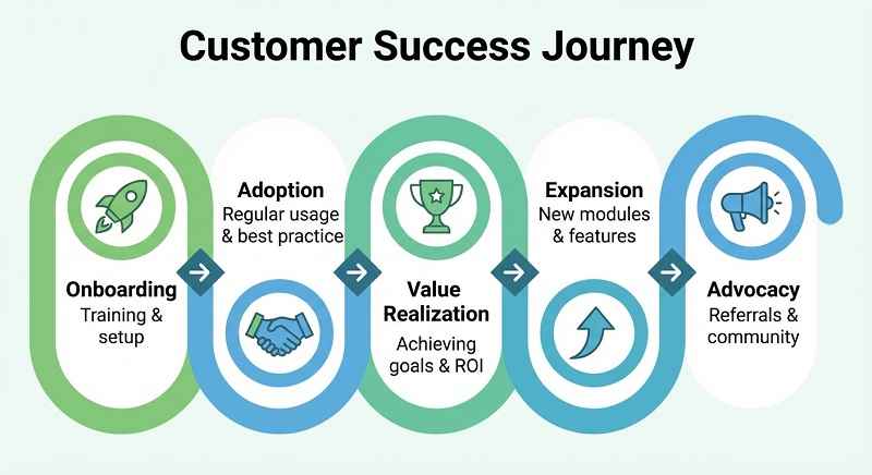 نمودار سفر مشتری در یک تیم موفقیت مشتری (Customer Success).