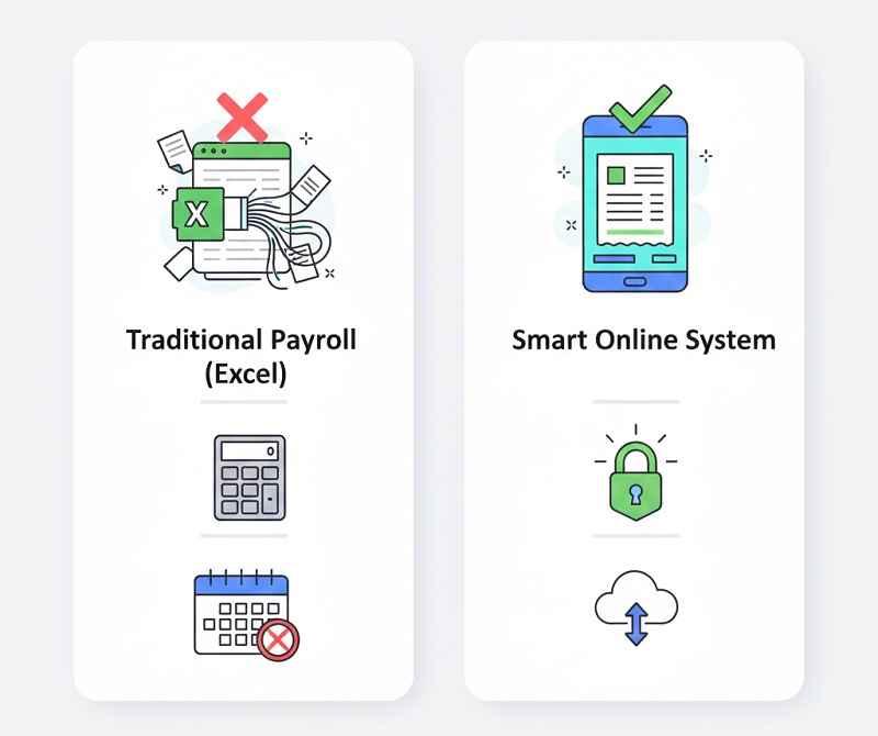 مقایسه امنیت صدور فیش حقوقی در اکسل و سامانه اختصاصی