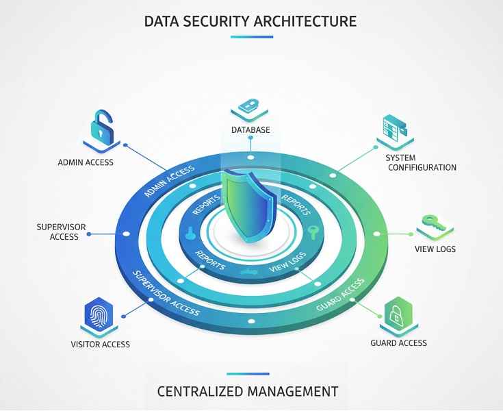 معماری امنیت داده و سطوح دسترسی در سامانه حراست 